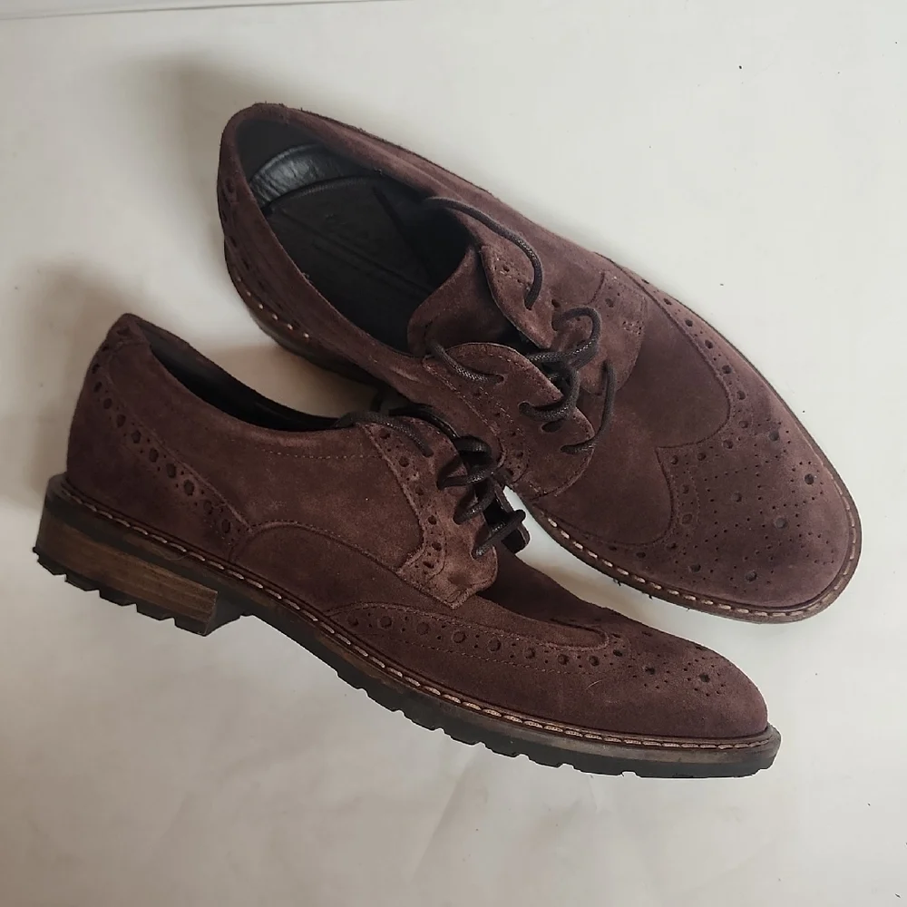 Ecco Vitrus Denmark I Bredebro 1968 Sz40/US Men's Wing Tip Brown Suede Oxfords